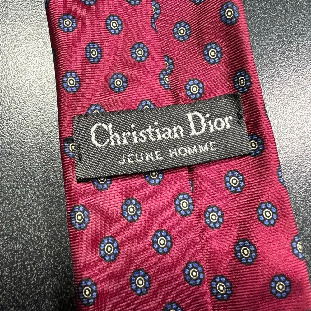 Christian Dior Mens Tie Necktie Multicolor Geometric 100% Silk Tied Modern 50 In